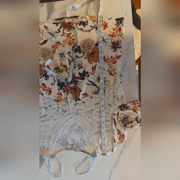 Daniel Rainn Romantic Cottagecore Floral Blouse Crochet Lace Trim Boho Chic - Picture 8 of 8